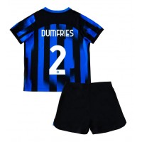 Camiseta Inter Milan Denzel Dumfries #2 Primera Equipación Replica 2023-24 para niños mangas cortas (+ Pantalones cortos)